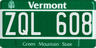 VT license plate ZQL608