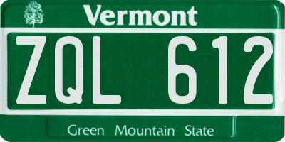 VT license plate ZQL612