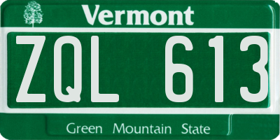 VT license plate ZQL613