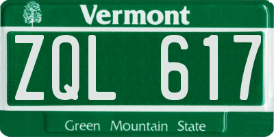 VT license plate ZQL617