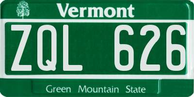 VT license plate ZQL626