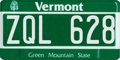 VT license plate ZQL628