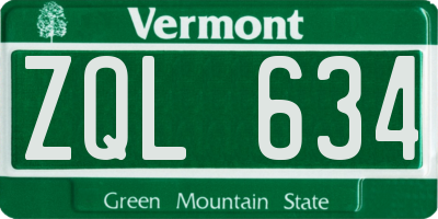 VT license plate ZQL634