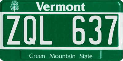 VT license plate ZQL637