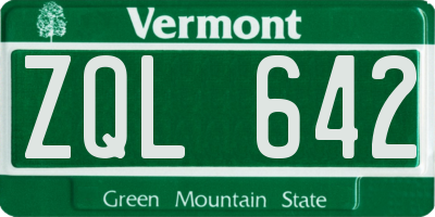 VT license plate ZQL642