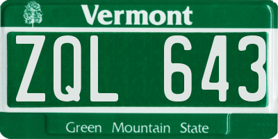 VT license plate ZQL643