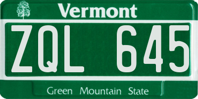 VT license plate ZQL645