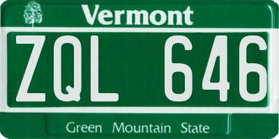 VT license plate ZQL646