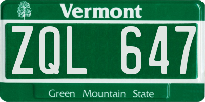 VT license plate ZQL647
