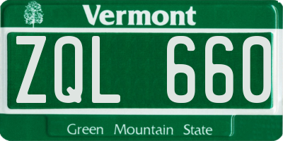 VT license plate ZQL660