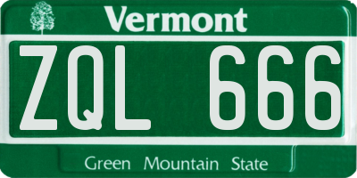 VT license plate ZQL666
