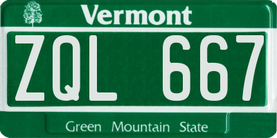 VT license plate ZQL667