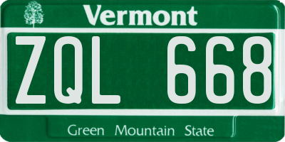 VT license plate ZQL668
