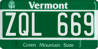 VT license plate ZQL669