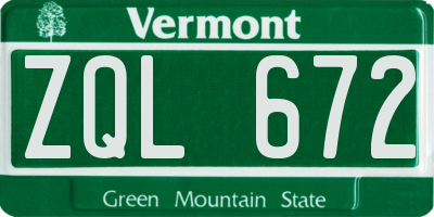 VT license plate ZQL672