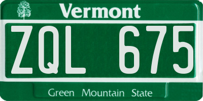 VT license plate ZQL675
