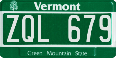 VT license plate ZQL679