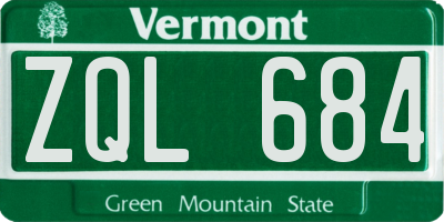VT license plate ZQL684