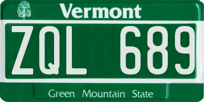 VT license plate ZQL689