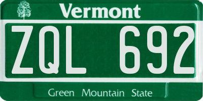 VT license plate ZQL692