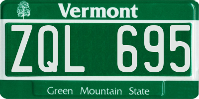 VT license plate ZQL695
