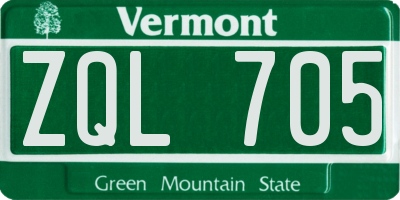 VT license plate ZQL705