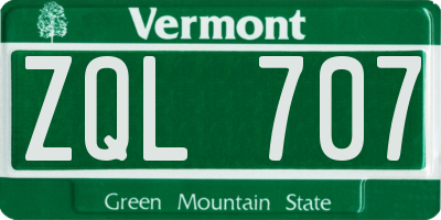 VT license plate ZQL707