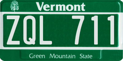 VT license plate ZQL711