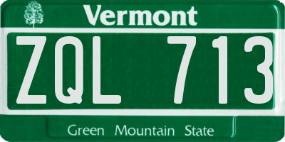 VT license plate ZQL713