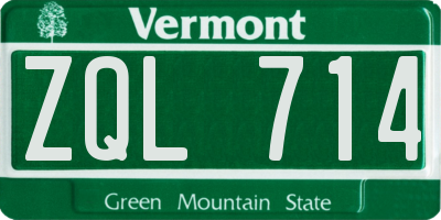 VT license plate ZQL714