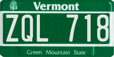 VT license plate ZQL718