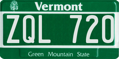 VT license plate ZQL720