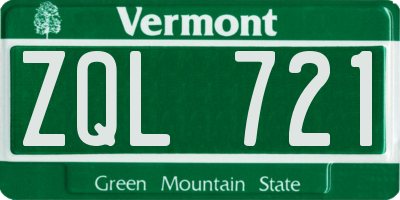 VT license plate ZQL721