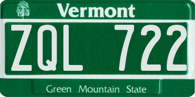VT license plate ZQL722