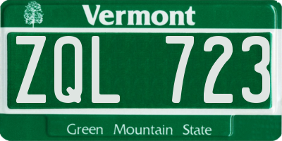 VT license plate ZQL723