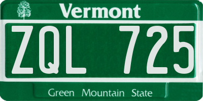 VT license plate ZQL725