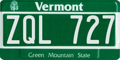 VT license plate ZQL727