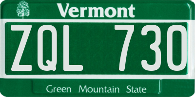 VT license plate ZQL730