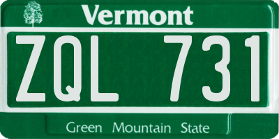 VT license plate ZQL731