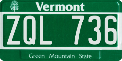 VT license plate ZQL736