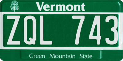 VT license plate ZQL743