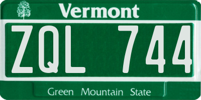 VT license plate ZQL744