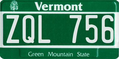 VT license plate ZQL756