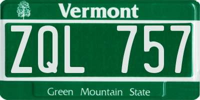 VT license plate ZQL757