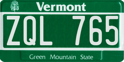 VT license plate ZQL765