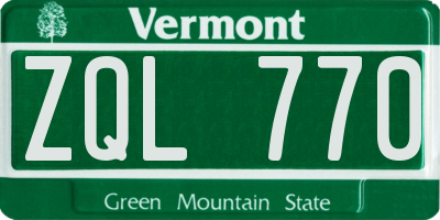 VT license plate ZQL770