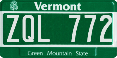 VT license plate ZQL772