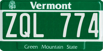 VT license plate ZQL774
