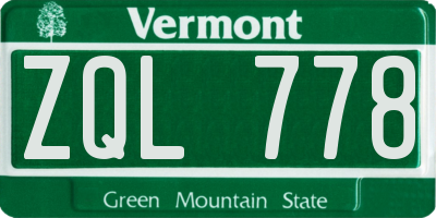 VT license plate ZQL778