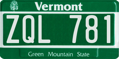 VT license plate ZQL781